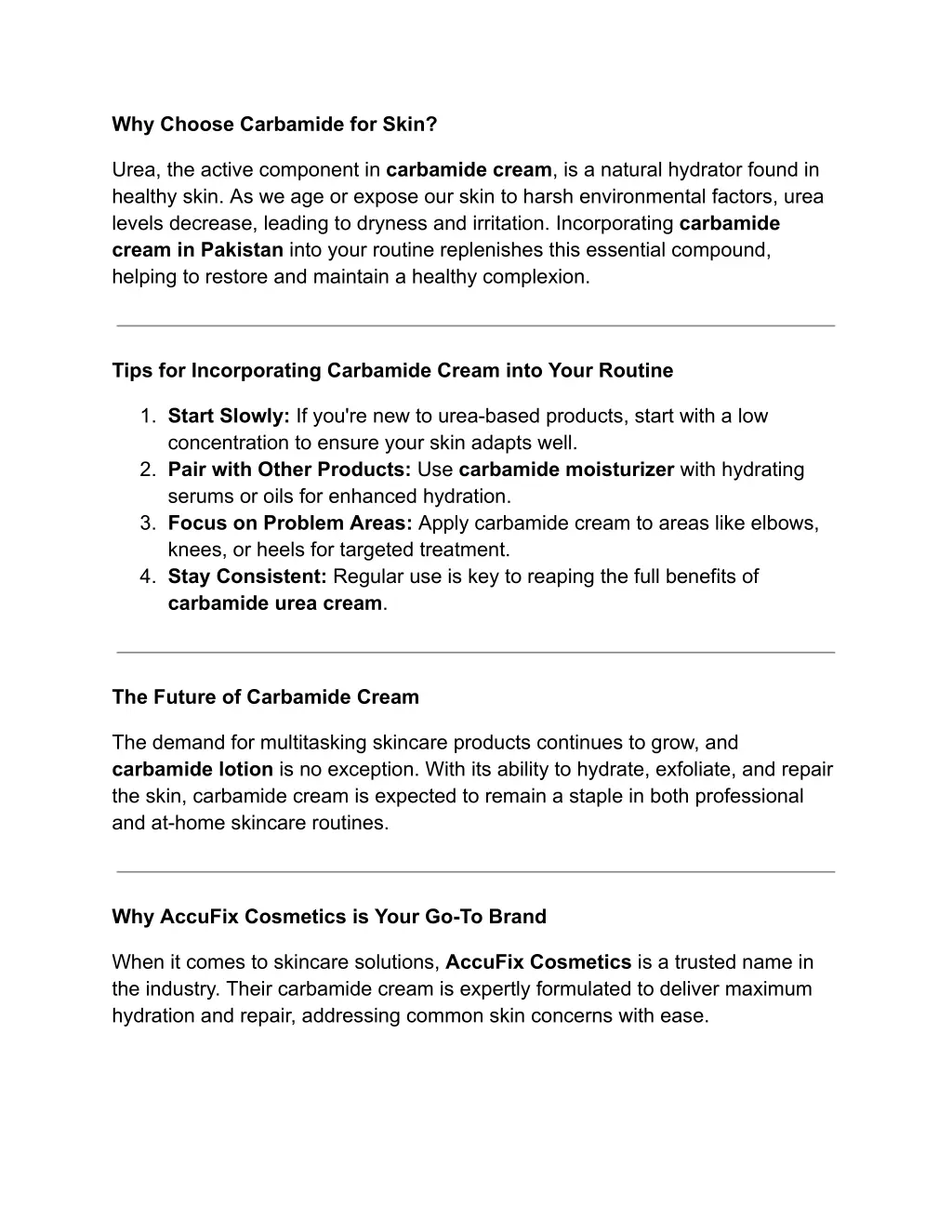 why choose carbamide for skin