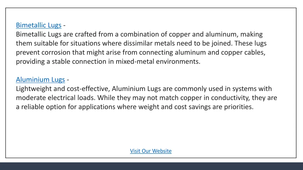 bimetallic lugs bimetallic lugs are crafted from