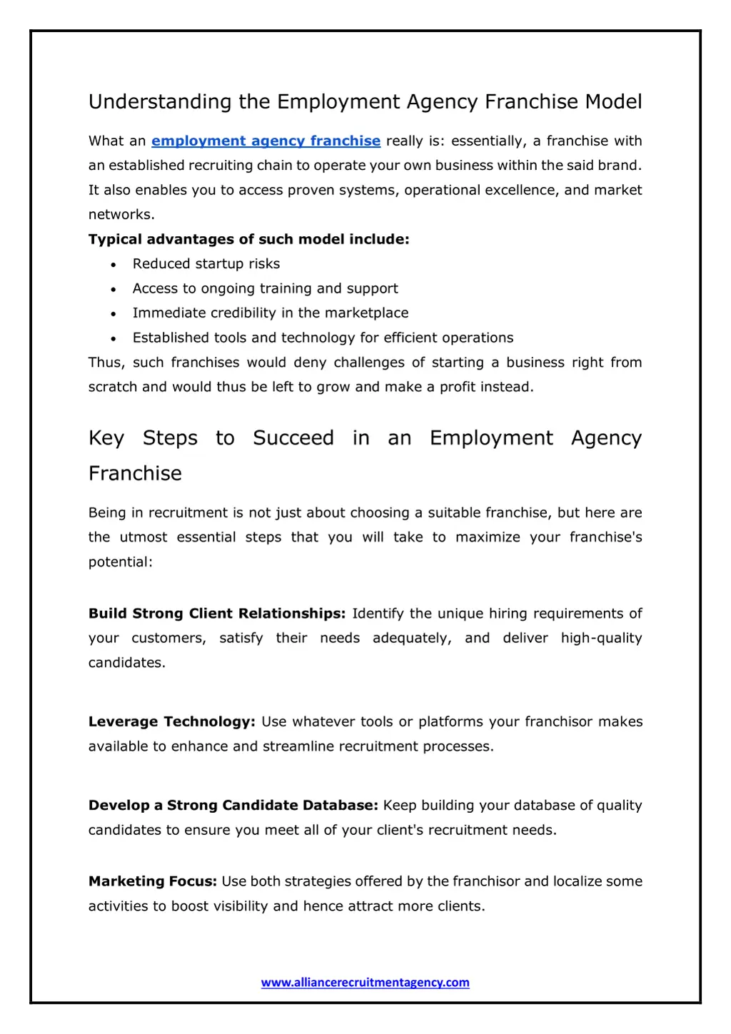 understanding the employment agency franchise