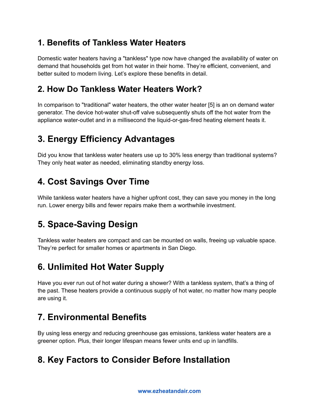 1 benefits of tankless water heaters