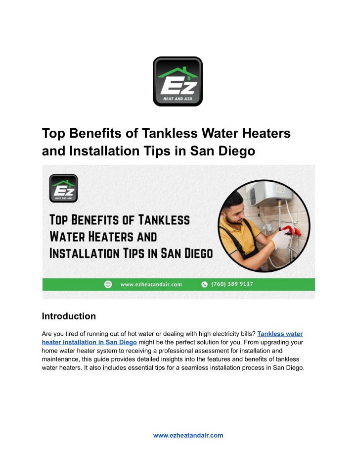 top benefits of tankless water heaters