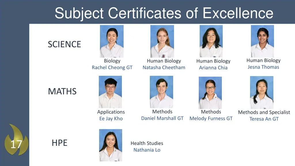 subject certificates of excellence
