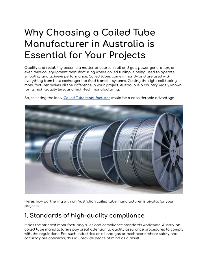 why choosing a coiled tube manufacturer