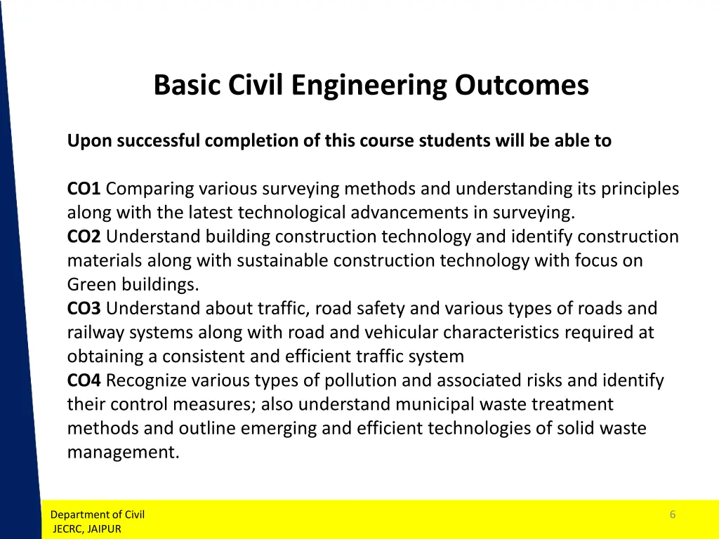 basic civil engineering outcomes