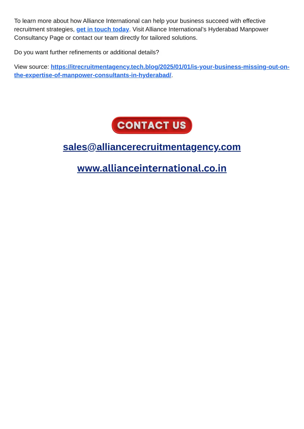 to learn more about how alliance international