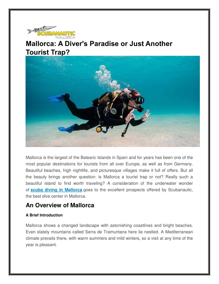 mallorca a diver s paradise or just another