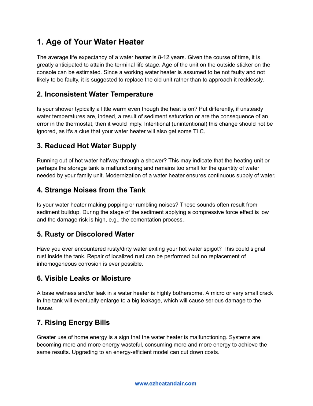 1 age of your water heater