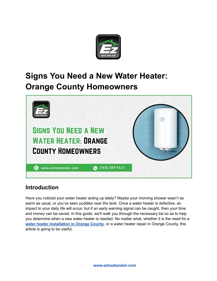 signs you need a new water heater orange county