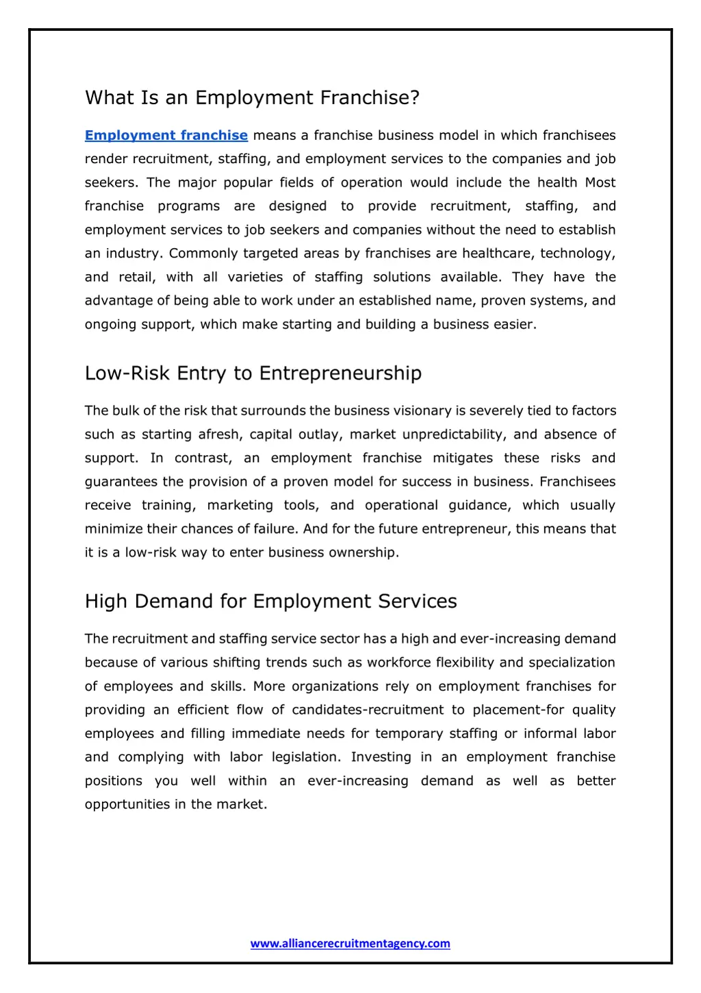 what is an employment franchise