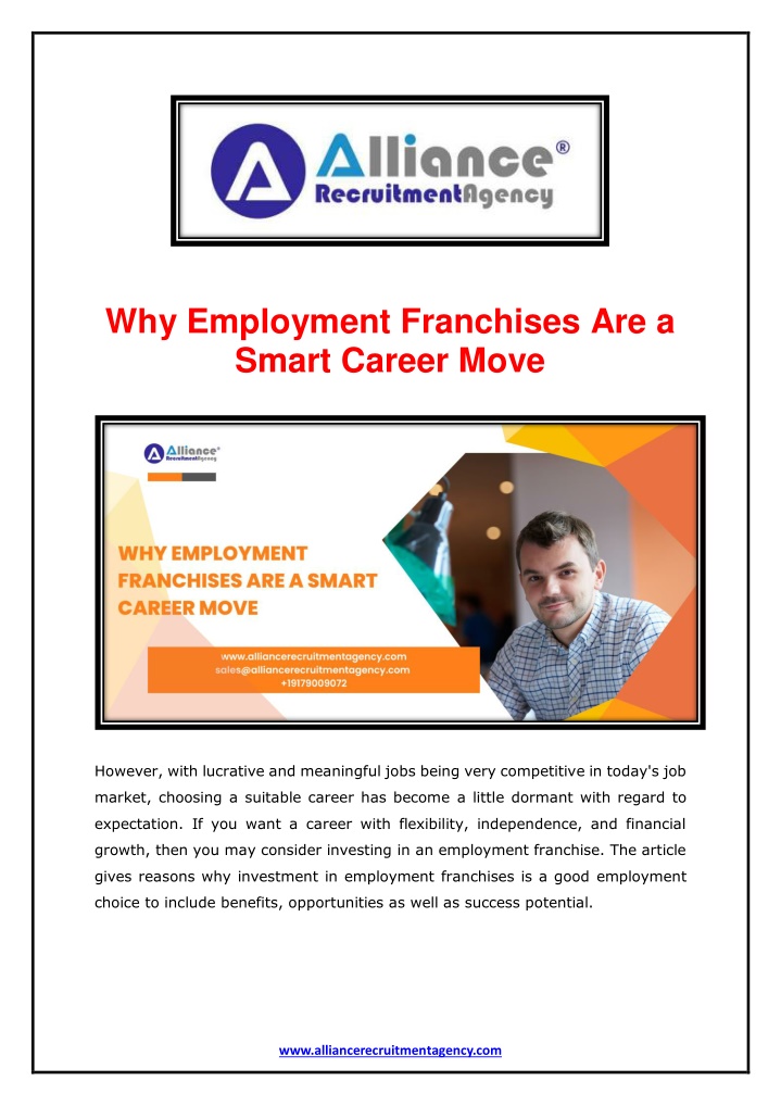 why employment franchises are a smart career move