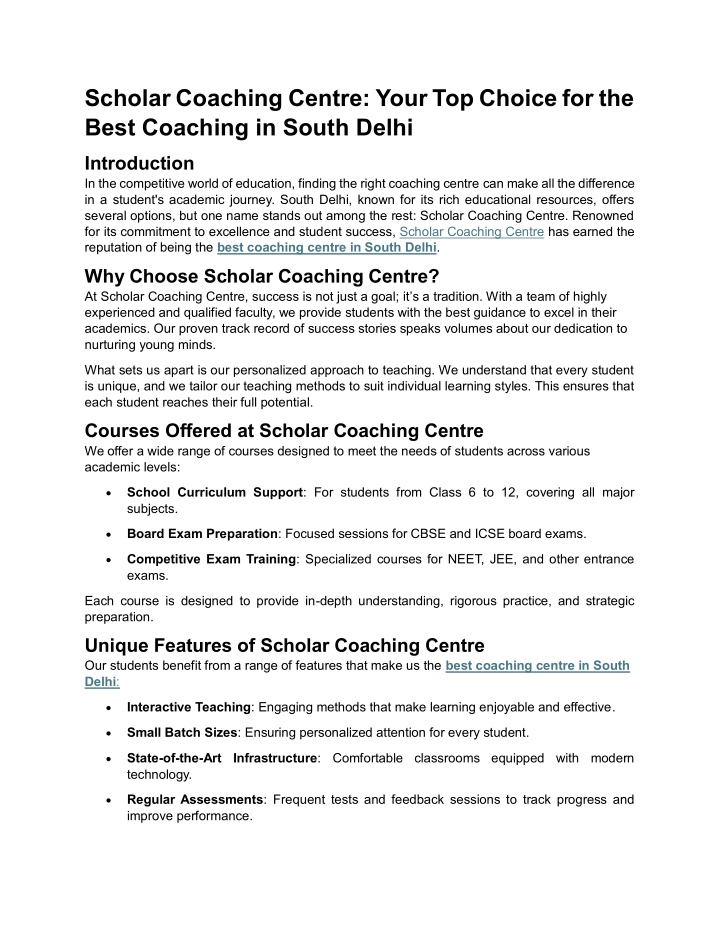 scholar coaching centre your top choice