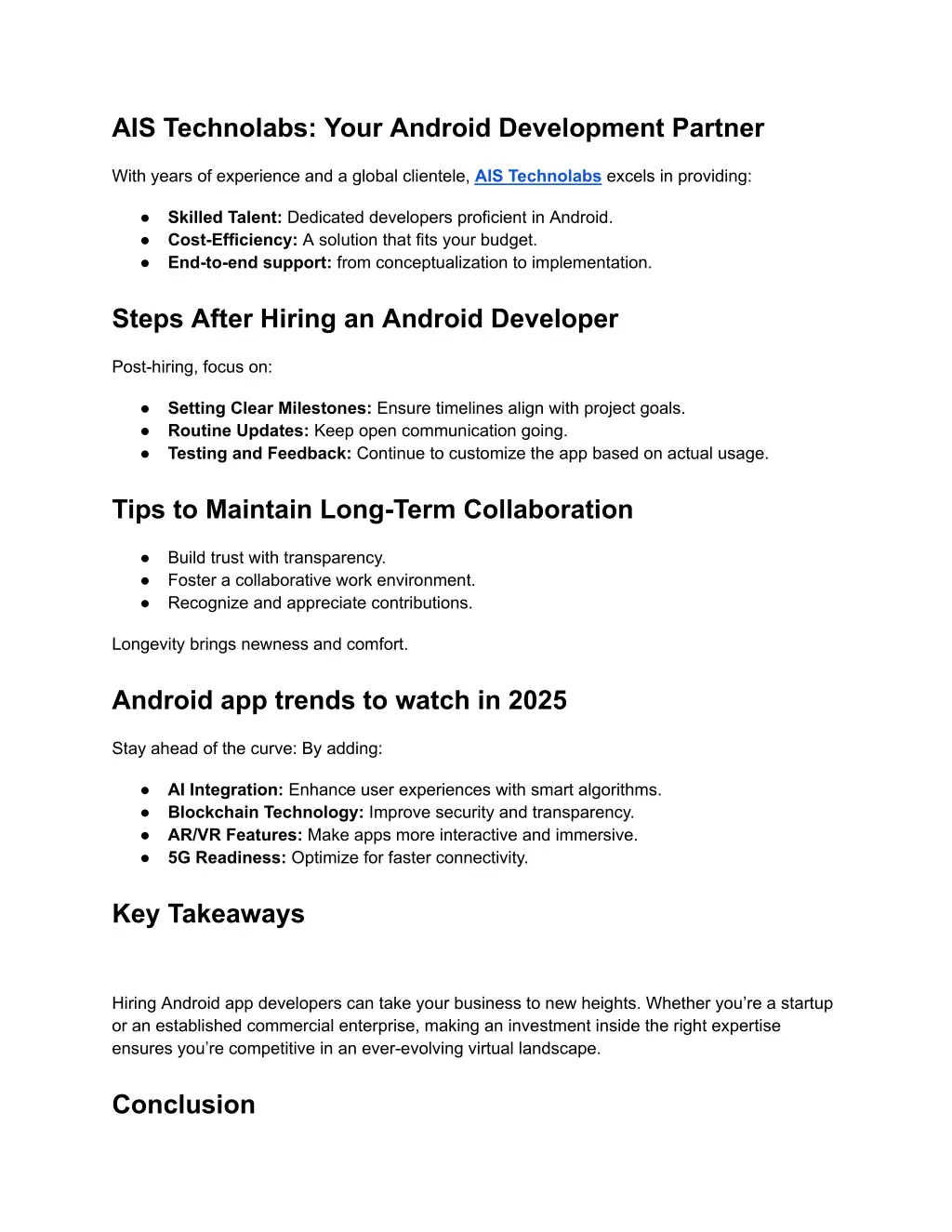 ais technolabs your android development partner