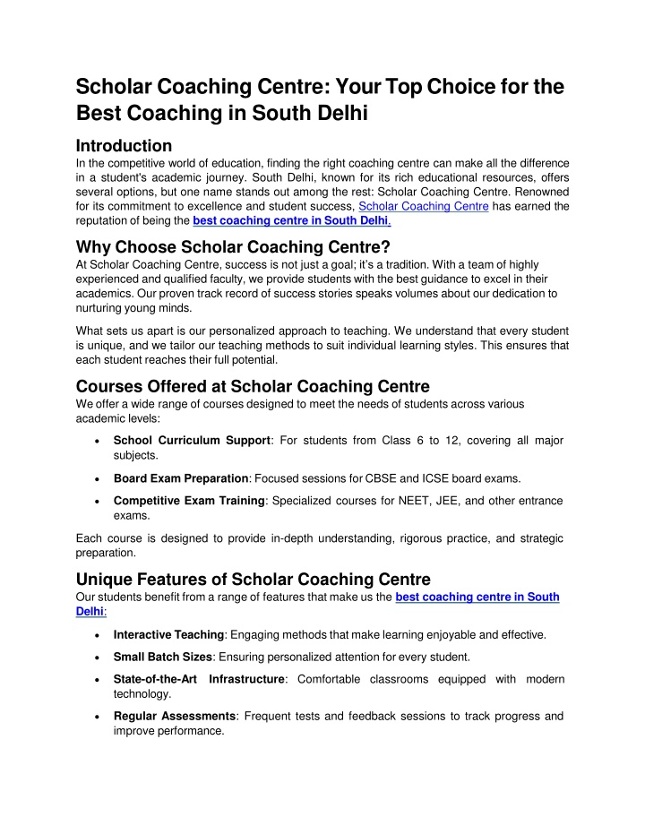 scholar coaching centre your top choice