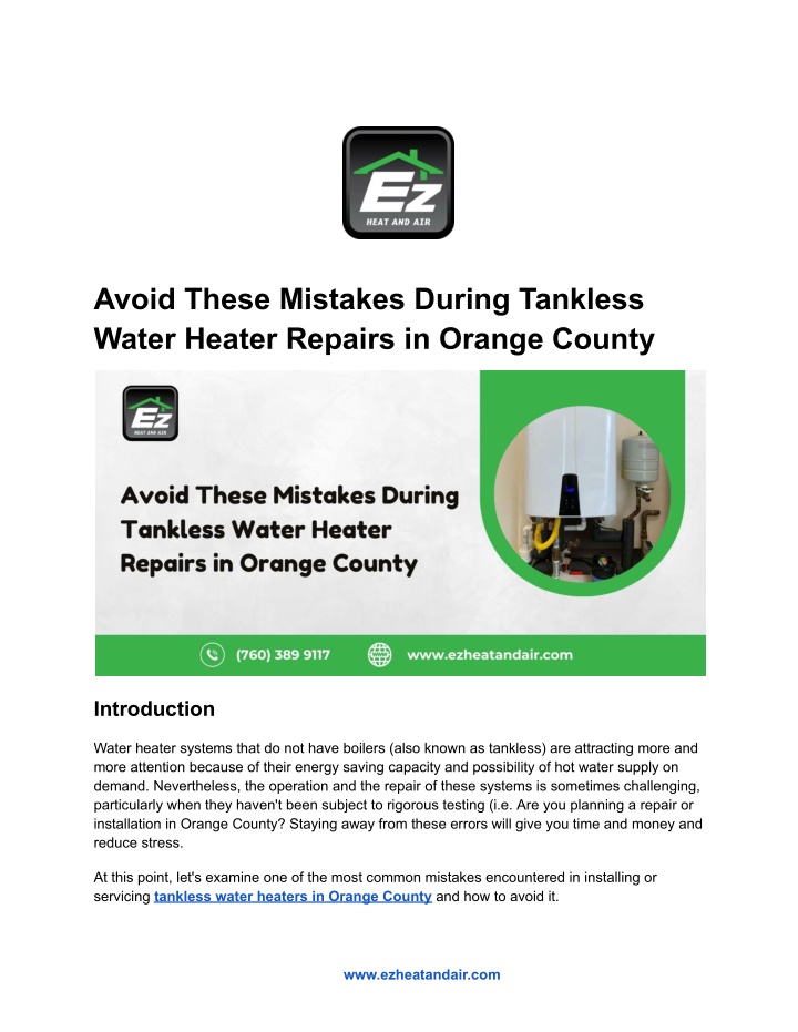 avoid these mistakes during tankless water heater