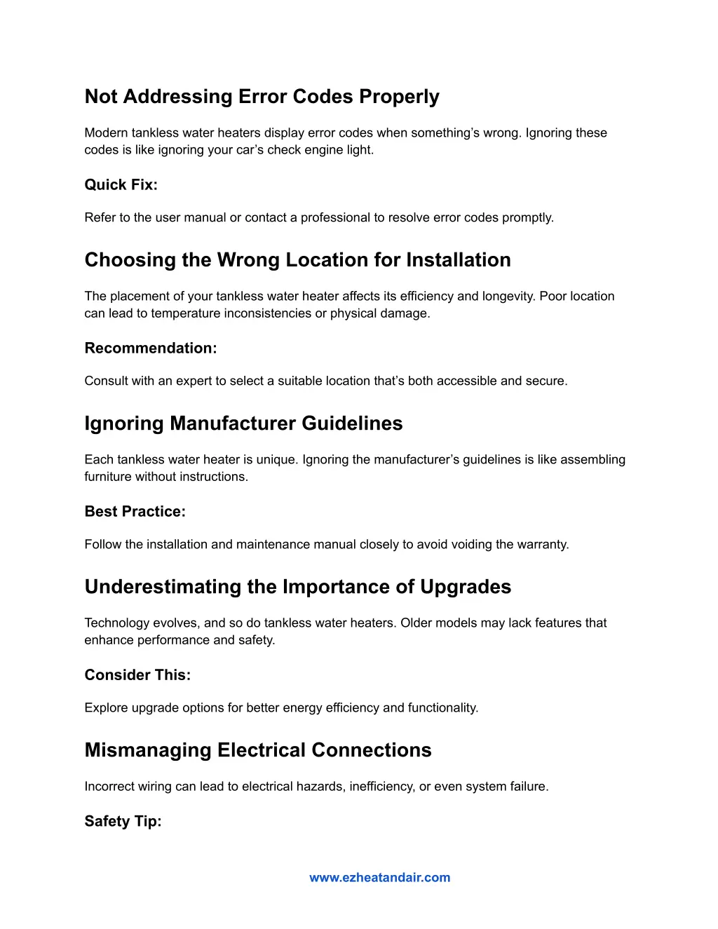 not addressing error codes properly