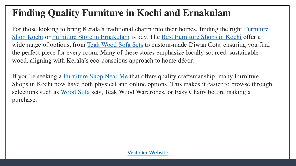 finding quality furniture in kochi and ernakulam