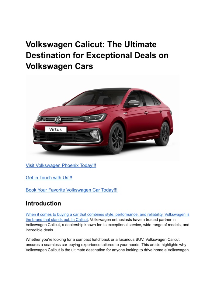 volkswagen calicut the ultimate destination