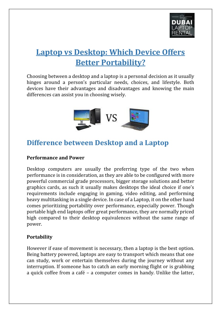 laptop vs desktop which device offers better