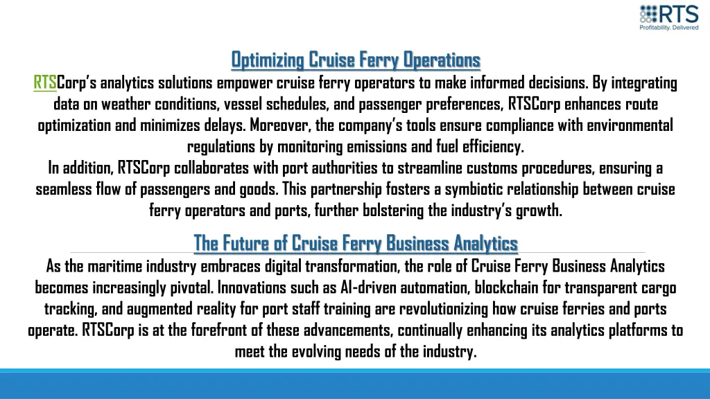 optimizing cruise ferry operations