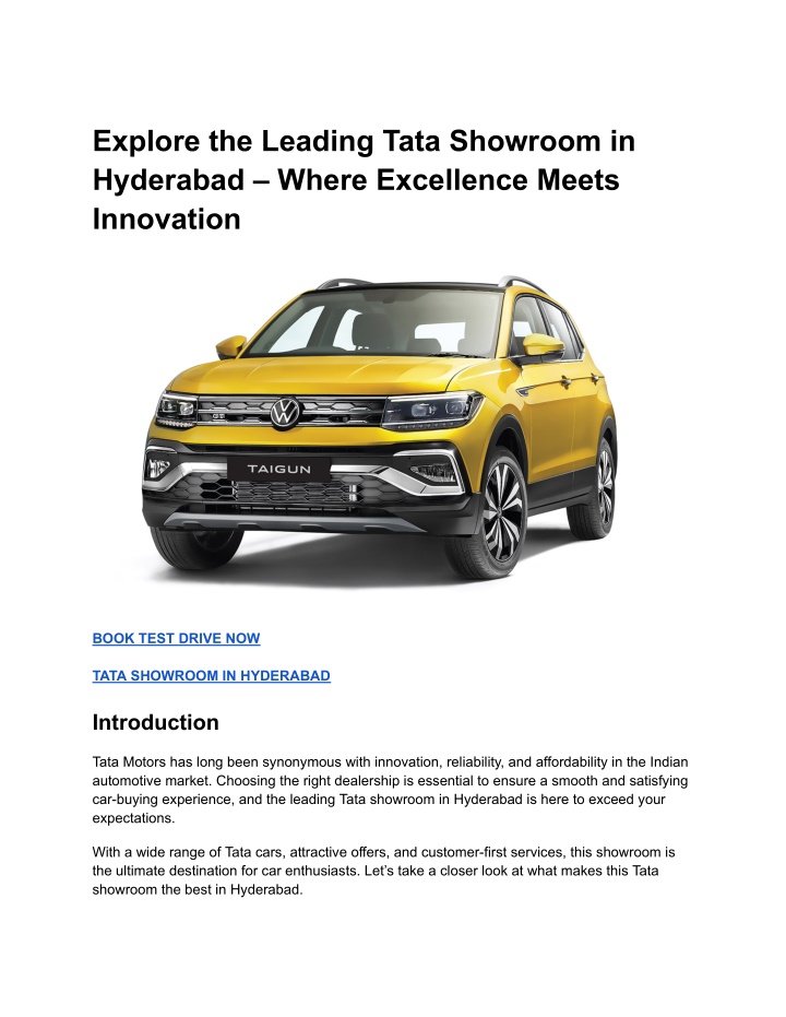 explore the leading tata showroom in hyderabad