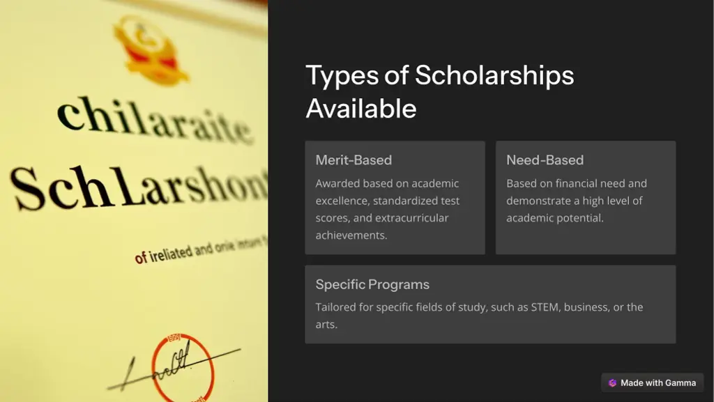 types of scholarships available