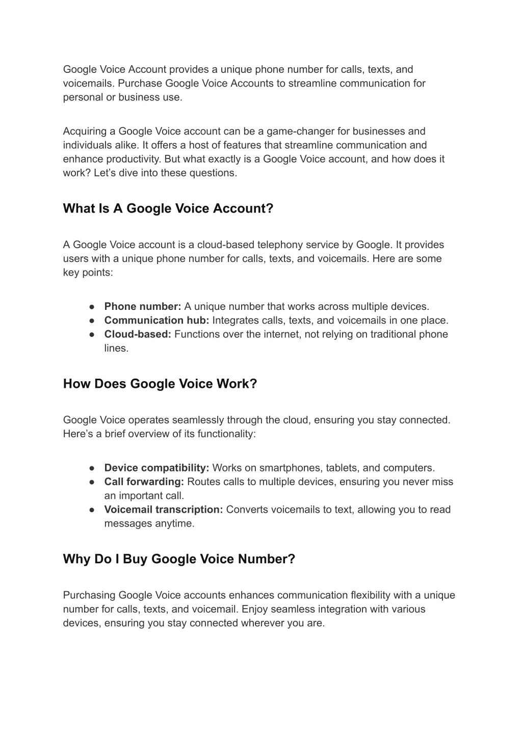 google voice account provides a unique phone