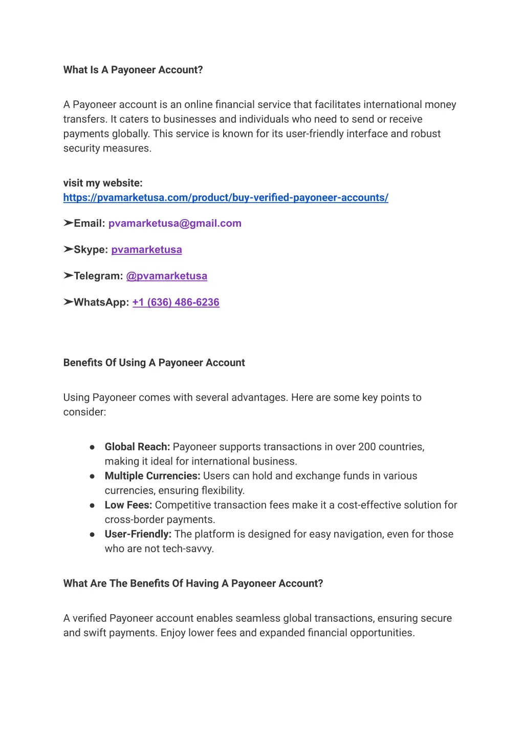 what is a payoneer account