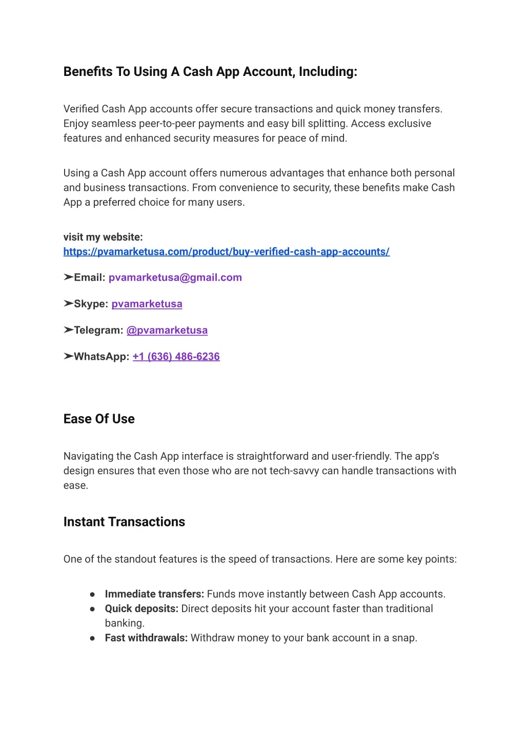 benefits to using a cash app account including