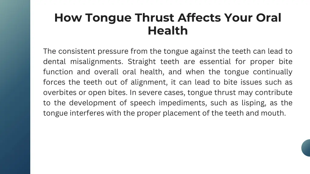 how tongue thrust affects your oral health