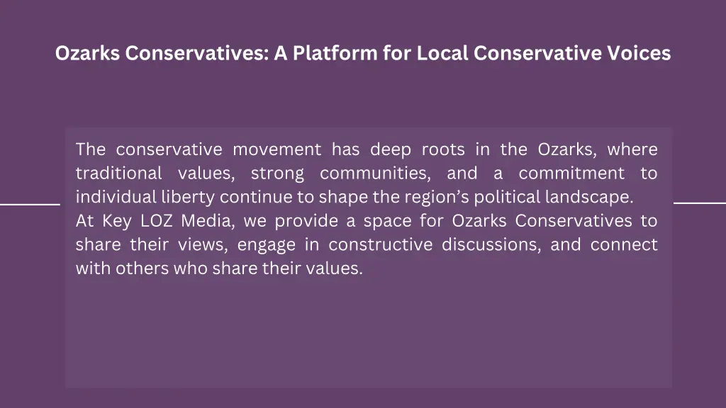 ozarks conservatives a platform for local