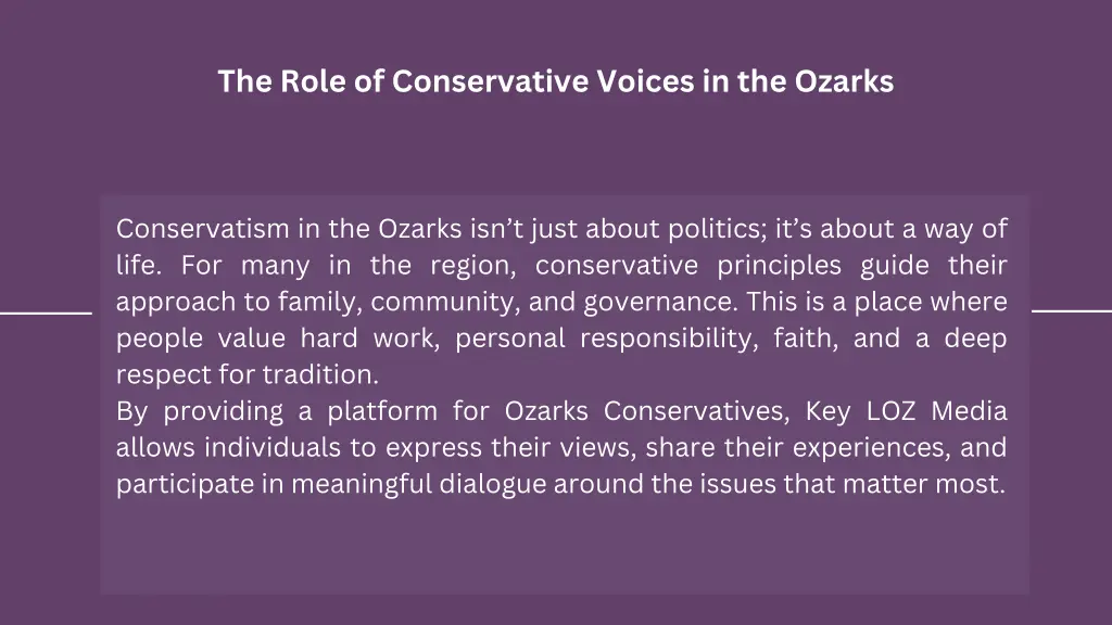 the role of conservative voices in the ozarks