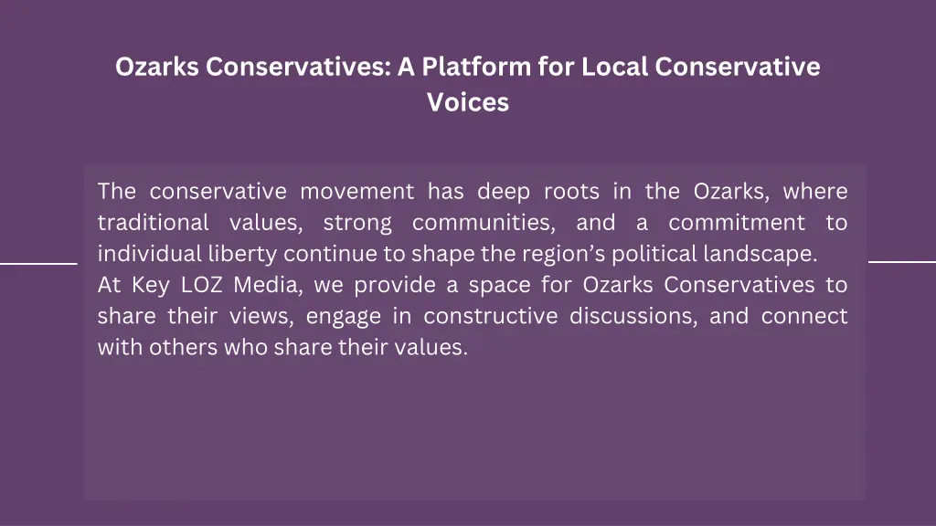 ozarks conservatives a platform for local