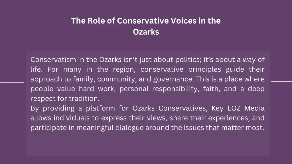 the role of conservative voices in the ozarks