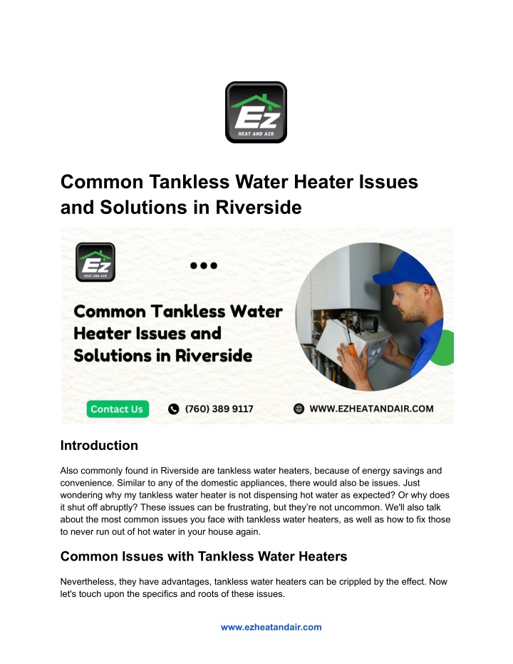 common tankless water heater issues and solutions