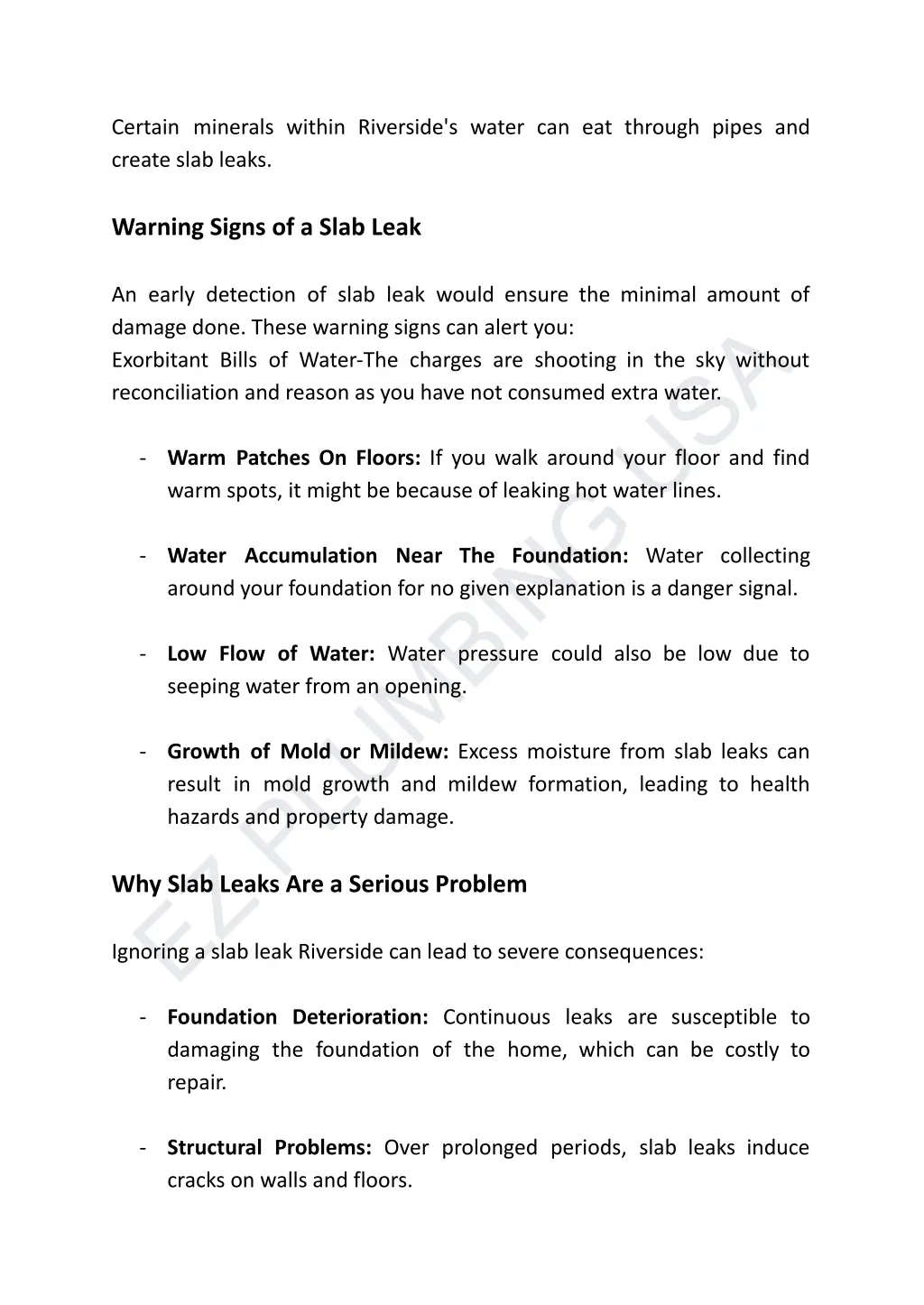 certain minerals within riverside s water