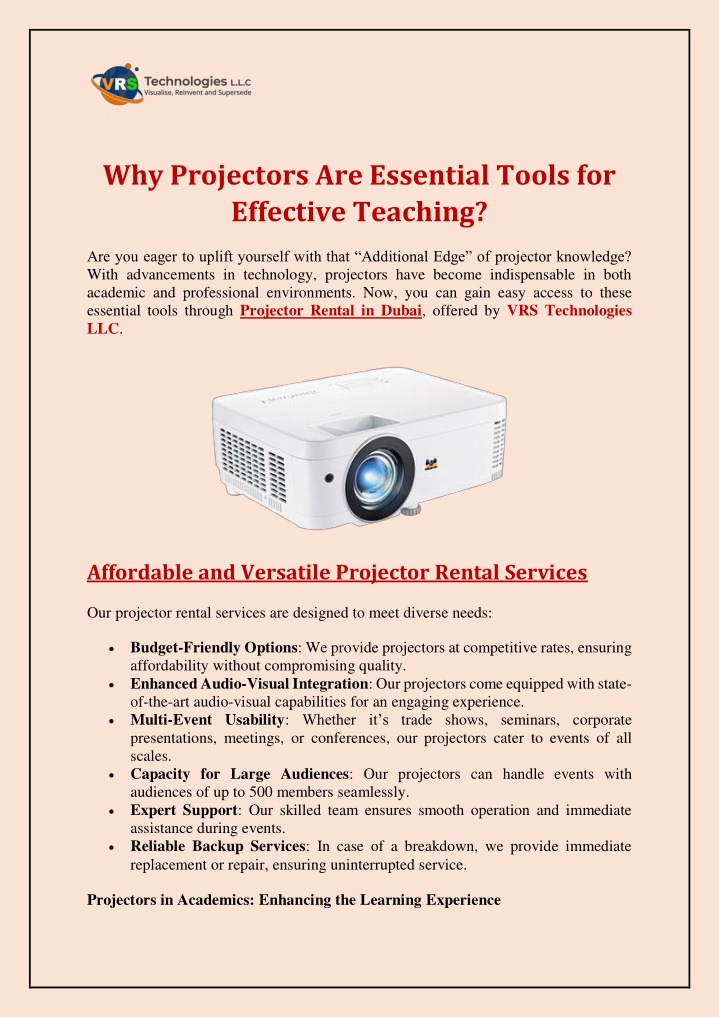 why projectors are essential tools for effective