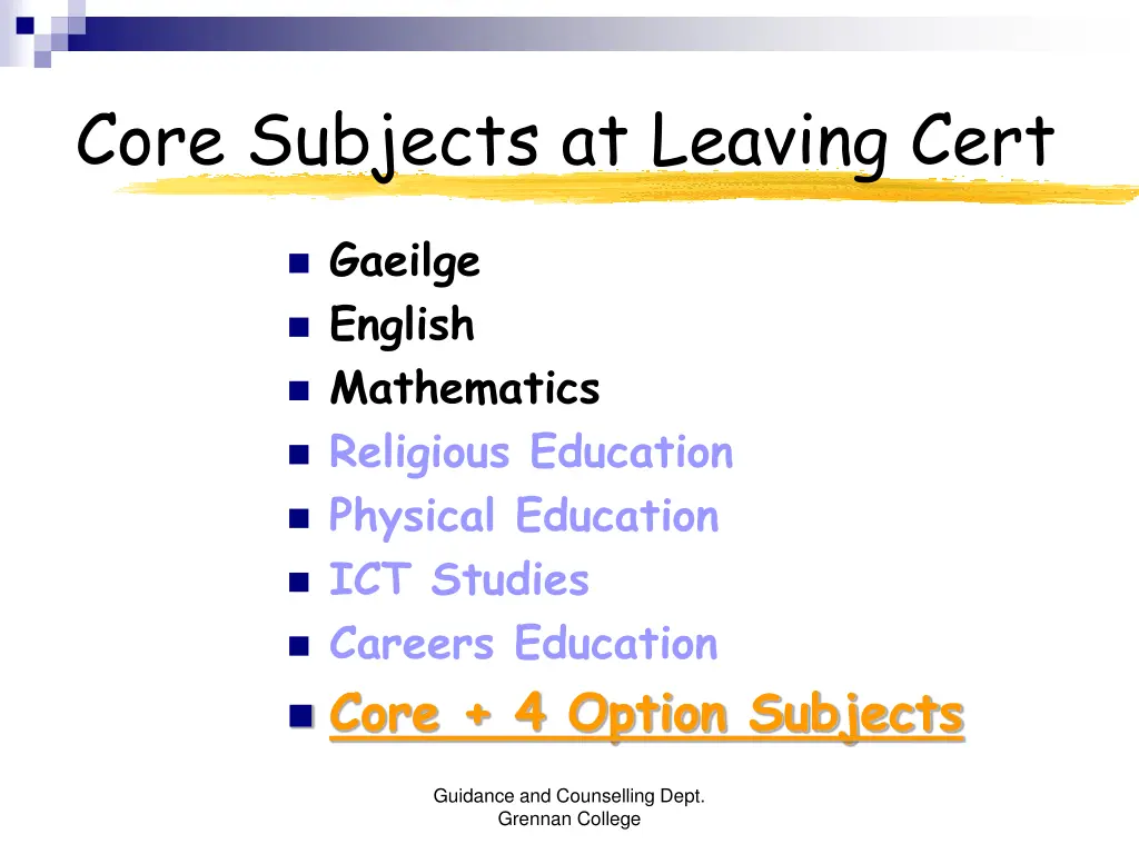 core subjects at leaving cert
