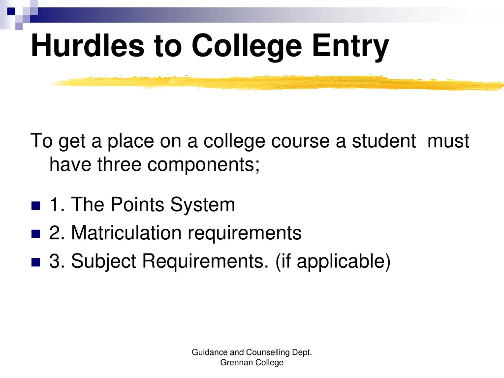 hurdles to college entry