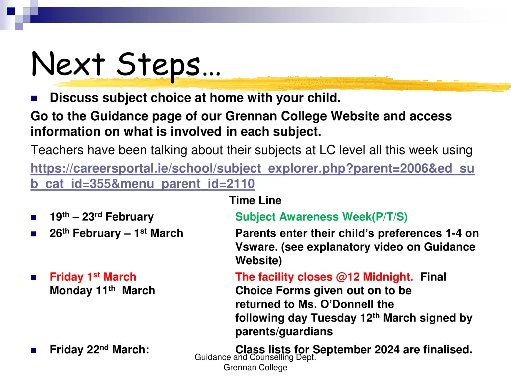 next steps discuss subject choice at home with