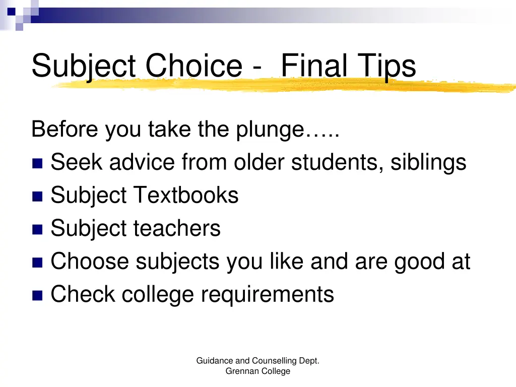 subject choice final tips