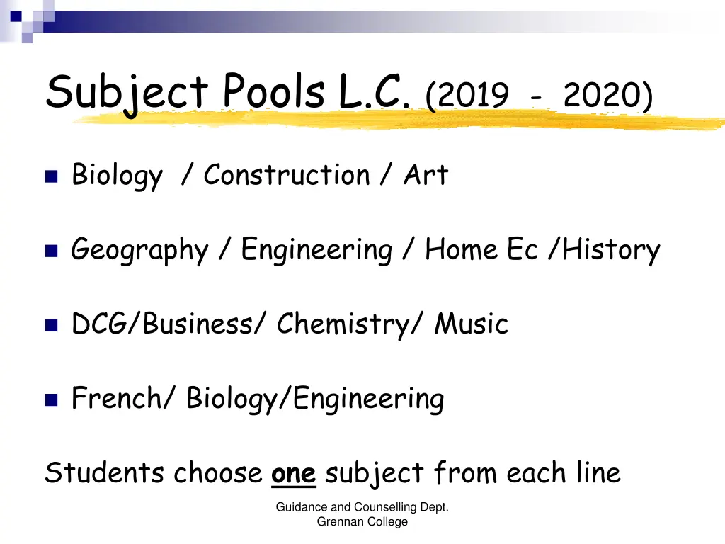 subject pools l c 2019 2020