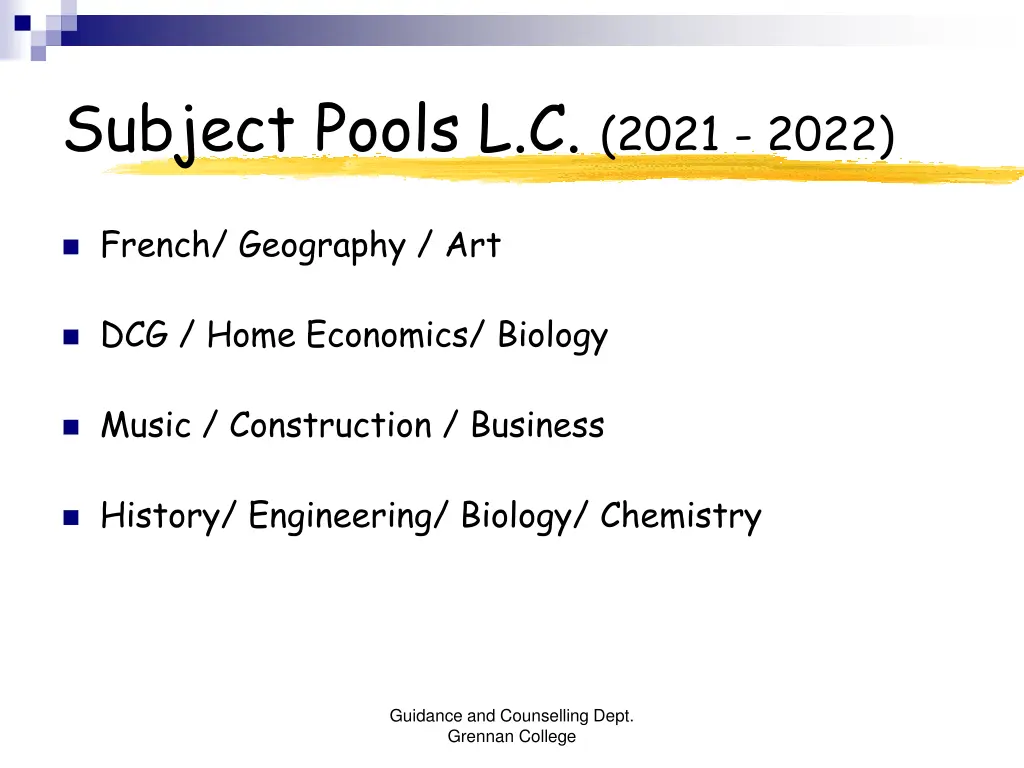 subject pools l c 2021 2022