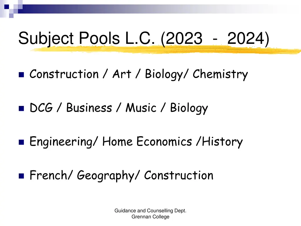 subject pools l c 2023 2024