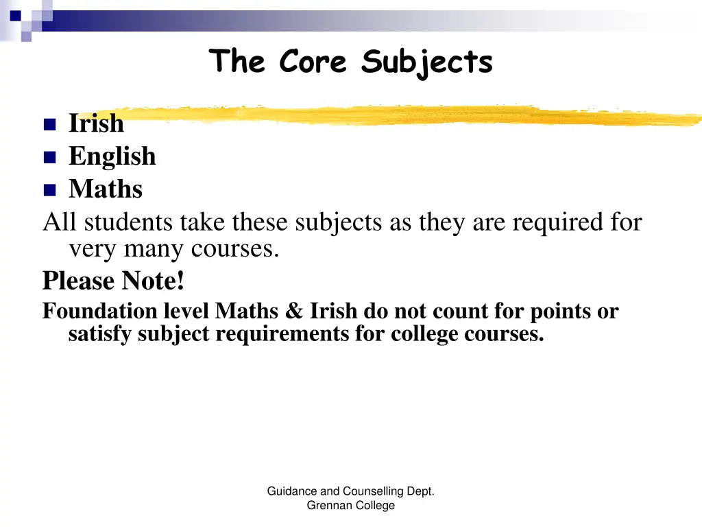 the core subjects