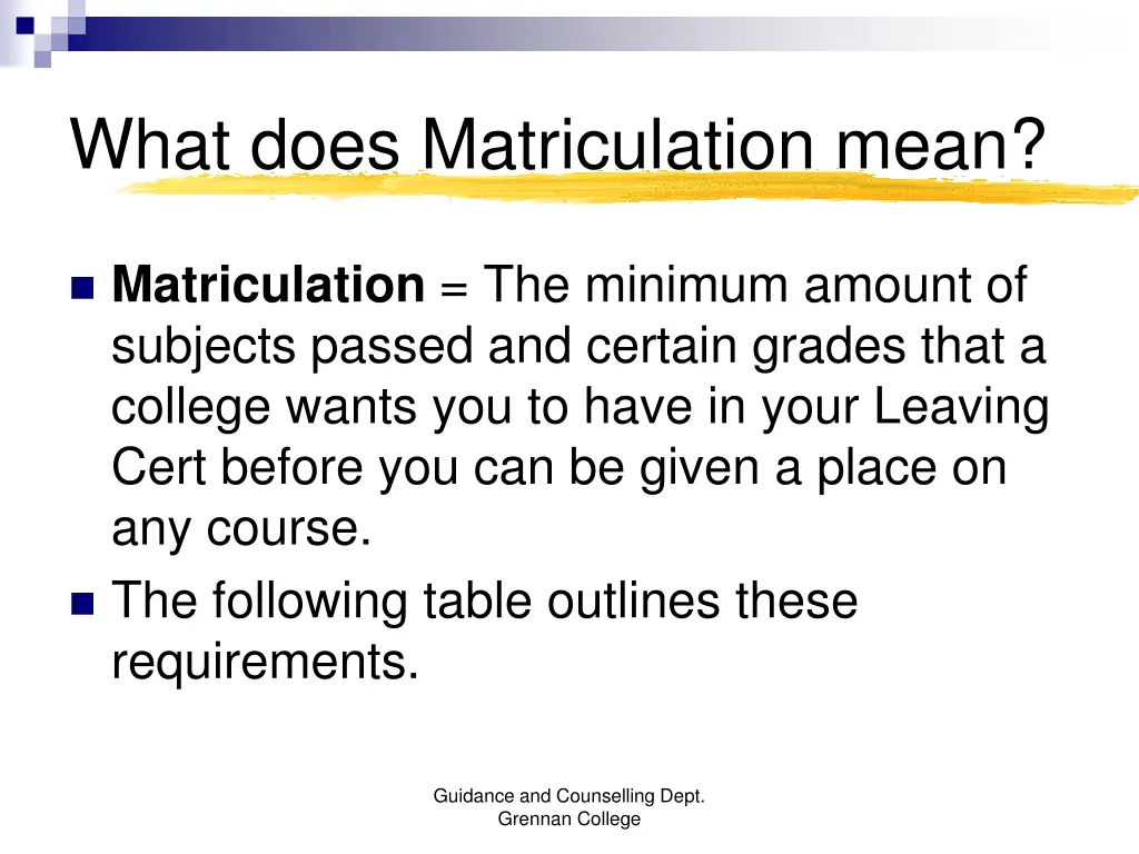 what does matriculation mean