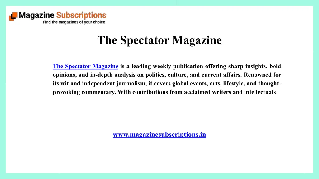 the spectator magazine