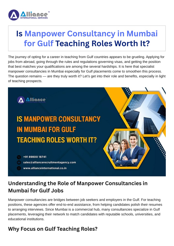 is manpower consultancy in mumbai for gulf