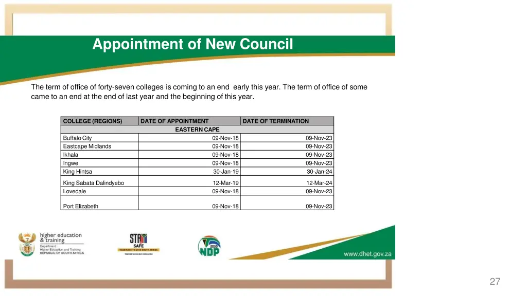 appointment of new council