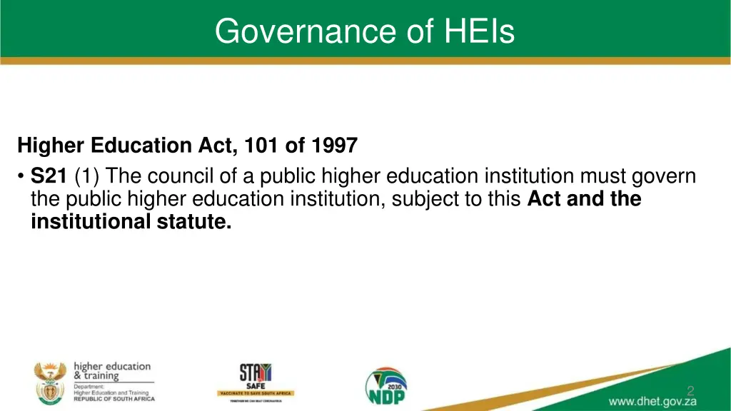 governance of heis