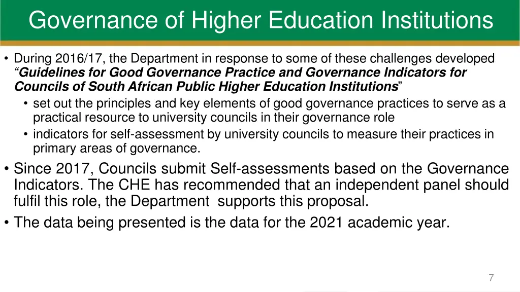 governance of higher education institutions